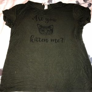 Olive Green Cat Tee
